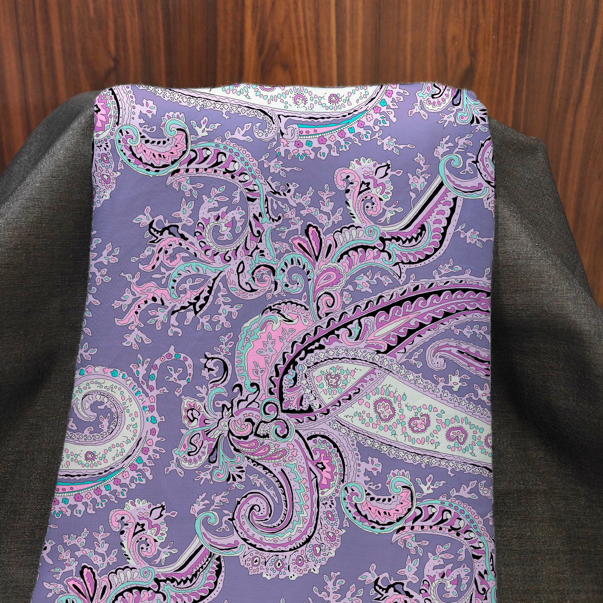 Lavender Paisley Bloom over Cambric Fabric